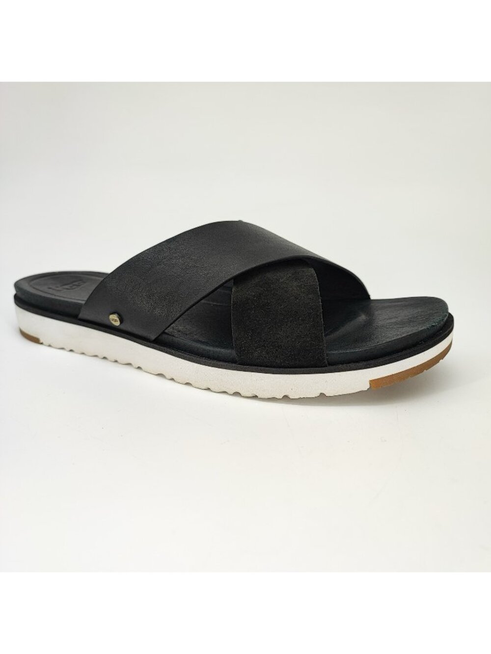 UGG Kari Women's Size 10 Sandals Leather Black Imprint Slide 1090383